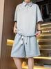 Summer Trendy Loose Fit Couple Polo and Shorts Set