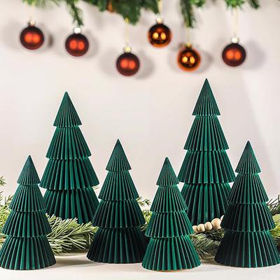 6 Pcs Honeycomb Christmas Tree 3D Folding Christmas Tree Tabletop Centerpiece for Rustic Farrmhouse