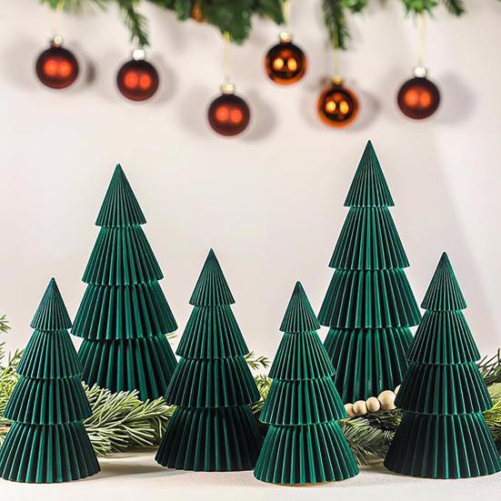 6 Pcs Honeycomb Christmas Tree 3D Folding Christmas Tree Tabletop Centerpiece for Rustic Farrmhouse Home Table Decor