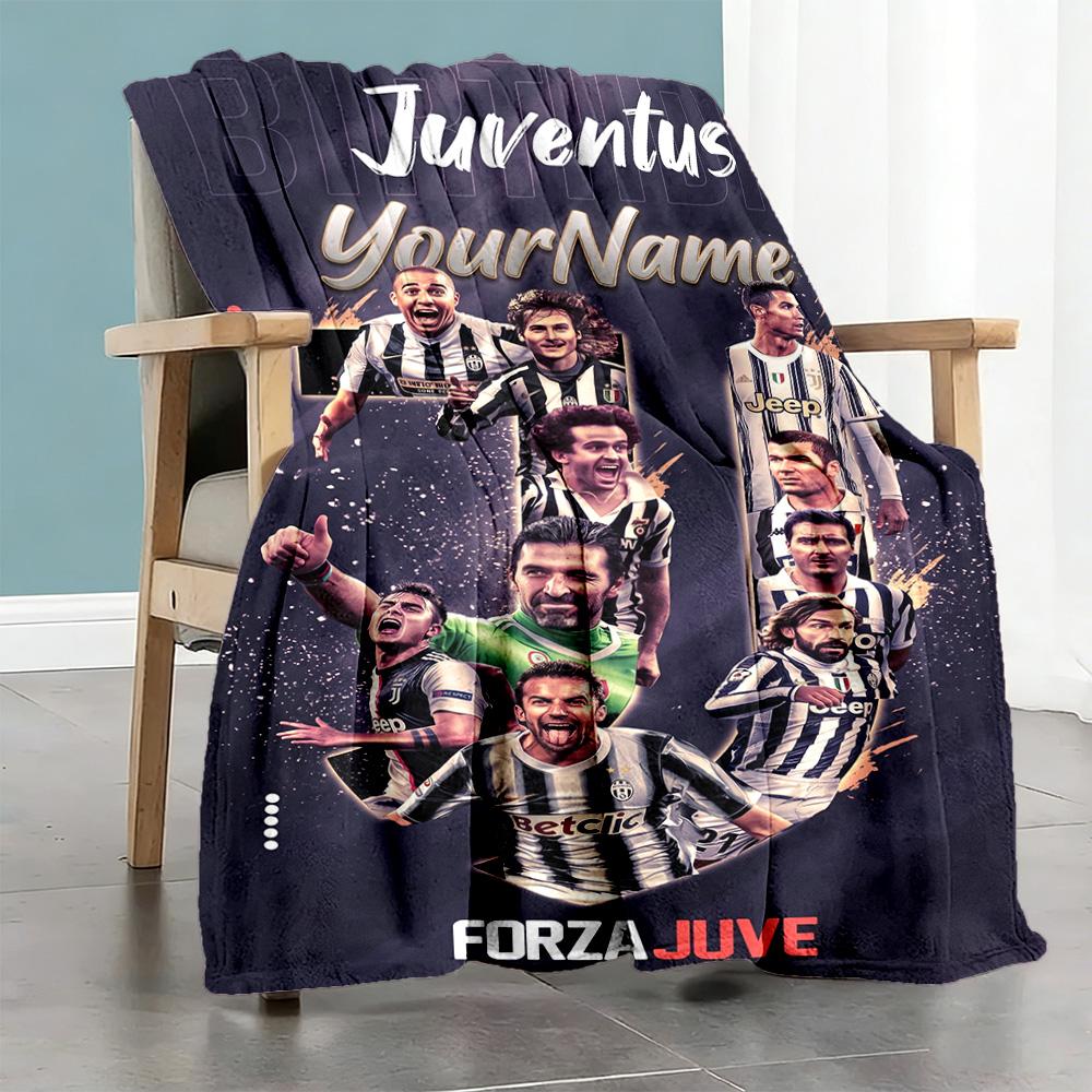 Juventus Customize Your Name Blanket Cozy Customizable Blanket Soft & Cozy Suitable for Office Picnics Living Room Couch Four Seasons Universal