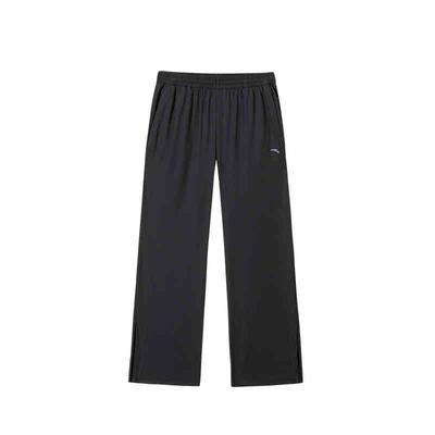 Solid Color Mid-Rise Drawstring Breathable Versatile Wide-Leg Sports Pants Women Bottoms Black 962527303-3