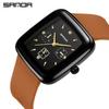 Sanda Square Men's & Women's Quartz Watch with Silicone Strap, Six Hands, Waterproof, Bar Markers, Fashionable Design