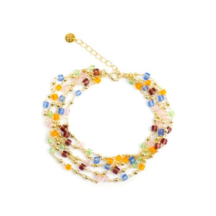 Bracelet - Luxenter - Goben - Argent 925 - finition or jaune 18k - Cristal multicolore