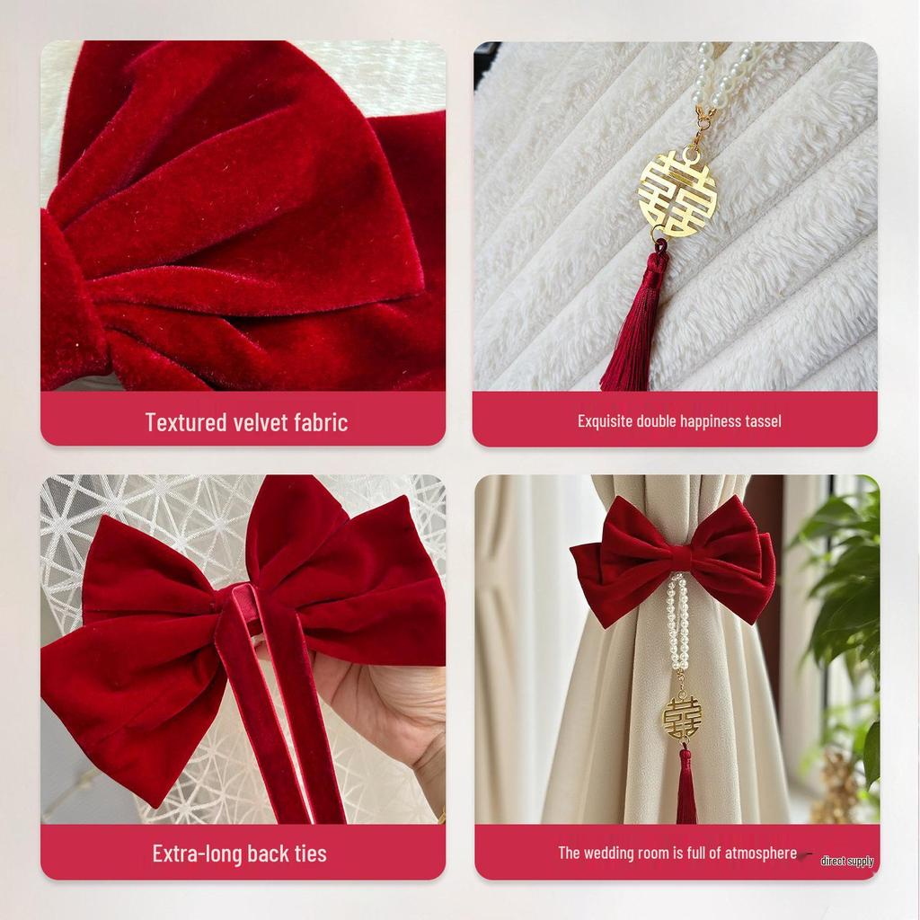 Elegant Red Wedding Tiebacks for Curtains - Perfect for Decorating Living Rooms or Bedrooms