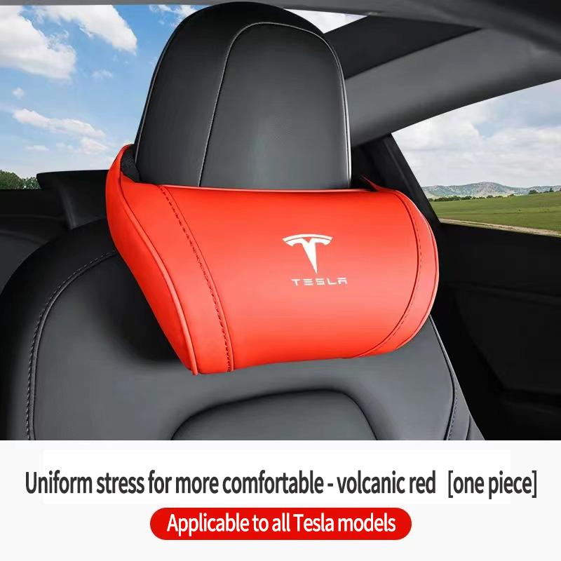 High-end Leather Car Headrest Interior Accessories For Tesla Model 3 Highland 2023 Model S Model X Model Y Model Y-Eur Roadster