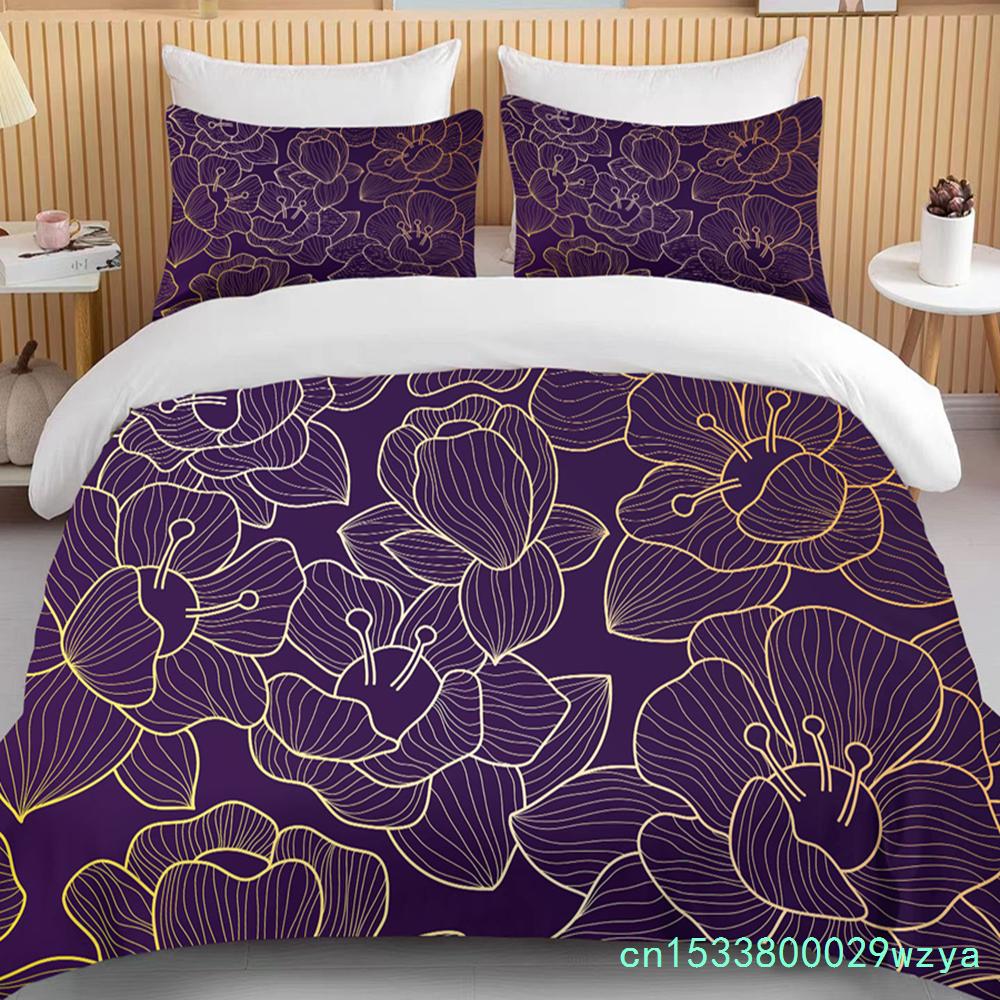 Botanische Bloem Tweepersoons Dekbedovertrek Bed Europese Beddengoedsets Hometextiel Luxe Kussenslopen Slaapkamer Beddengoedsets