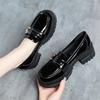 Women  Spring Autumn Deep Mouth High Heels Loafers Patent Leather Chunky Platform Pumps Slip On Black Office Mary Jane Shoes