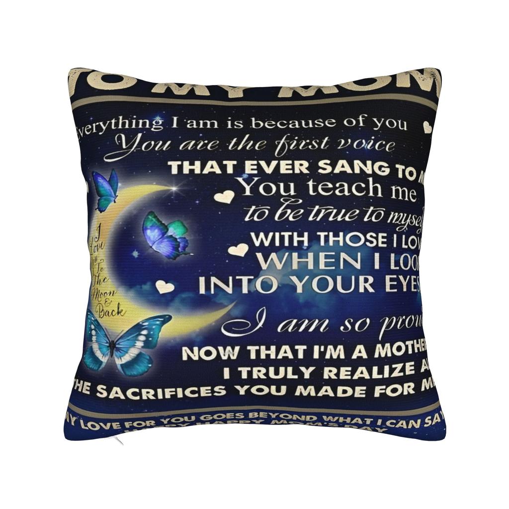 I Love You Mom Square Pillowcases Polyester Car Mother's Day  Cushion Case Funny Decor Pillowcase 45*45