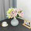 Artificial 5-head Lily Bouquet, Faux Floral Stem for Home Tabletop Arrangement, Wedding, Party, Banquet and Indoor Festival Decor