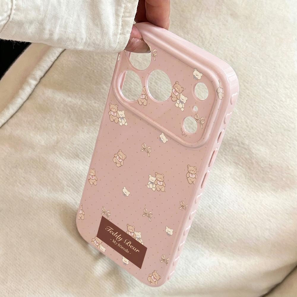 Applicable To Apple 17PROMAX Soft Cute Bear Mobile Phone Case Apple 16/15 Cute 14/13 Soft Case 12 Generation