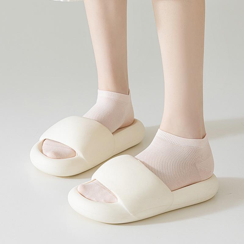 Female Spring and Summer Thin Simple Breathable Leisure Pure Color Boneless Mesh Socks