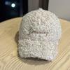 Korean Style Autumn and Winter Lamb Wool Letter Embroidered Baseball Hat for Men and Women Trendy Face-showing Small Warm Plush Duck Cap