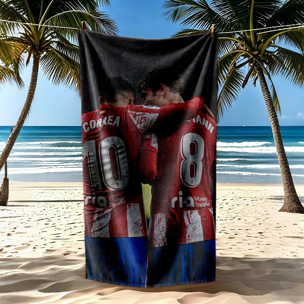 Atletico Madrid Beach Towel Super Soft Absorbent Comfortable Lightweight Perfect For Traveling Yoga Camping And Swimming