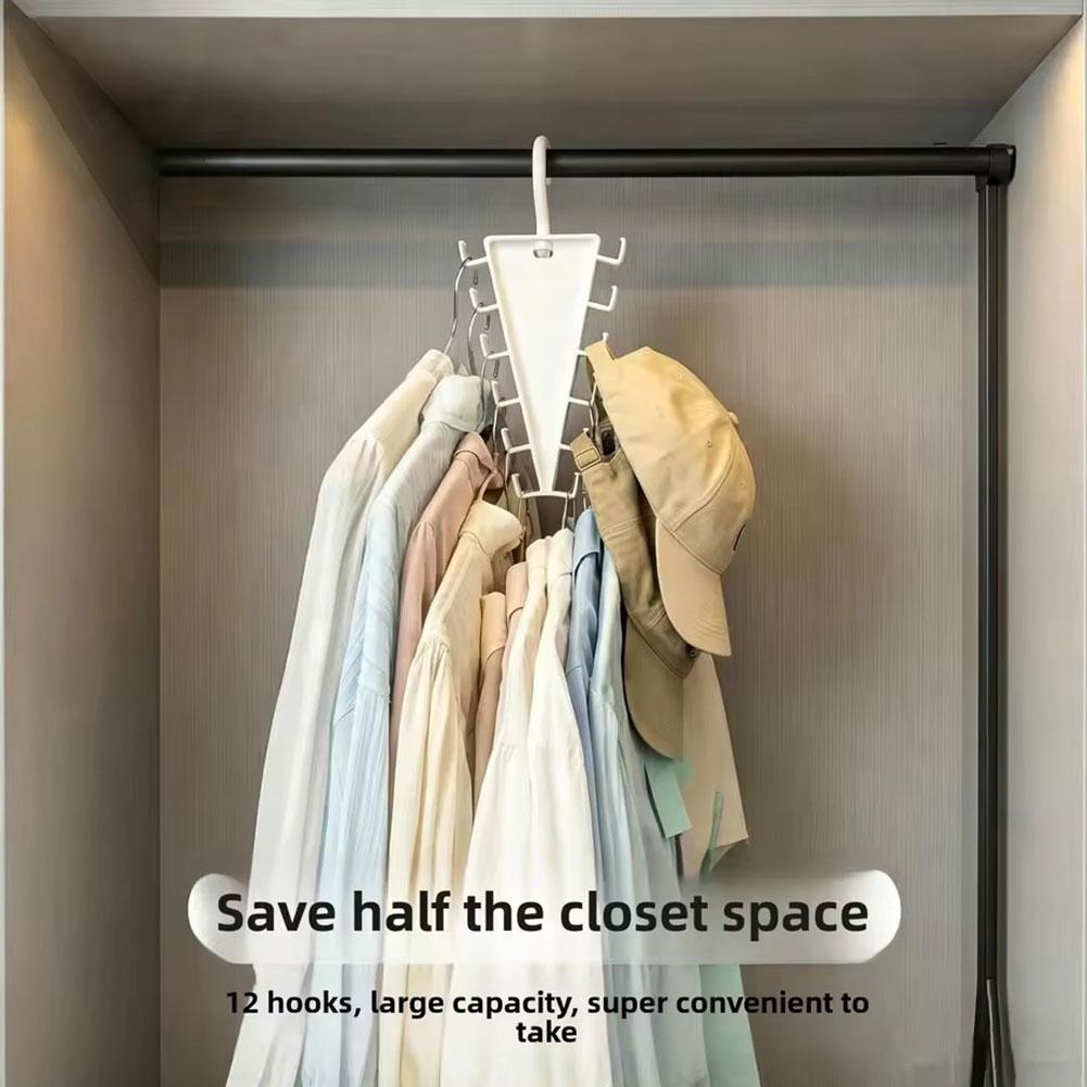 V-Shape Multi Hook Closet Hanger Organizer Rotatable 12 Hooks Double Sided Hanger Space Saving Multifunctional Wardrobe Hat Rack