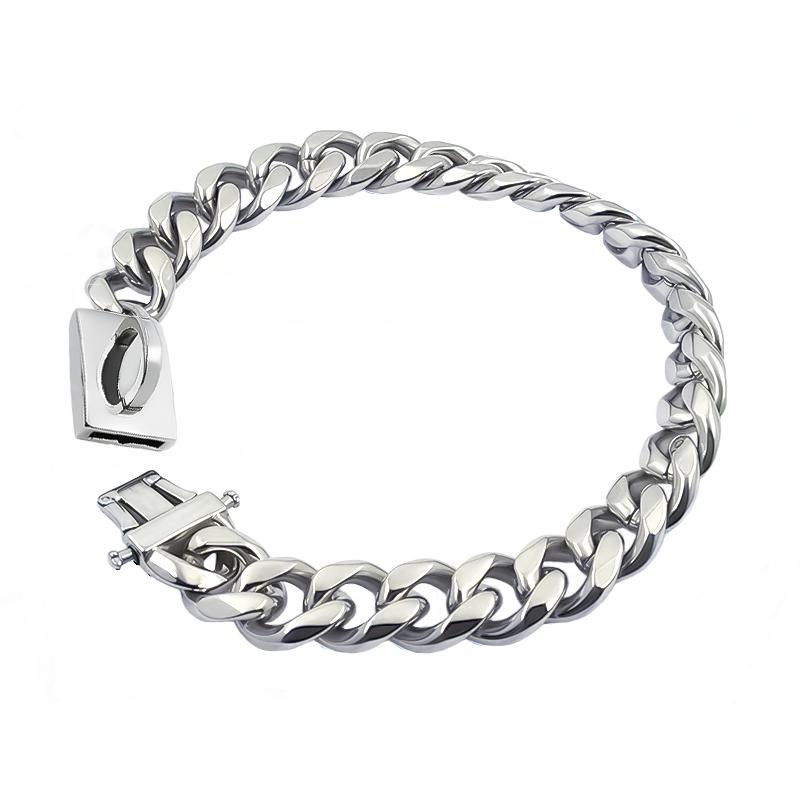 Gold Dog Collar Stainless Steel Metal Pet Choker Silver 19mm Wide Lead for Medium Large Dogs French Bulldog Labrador Retriever