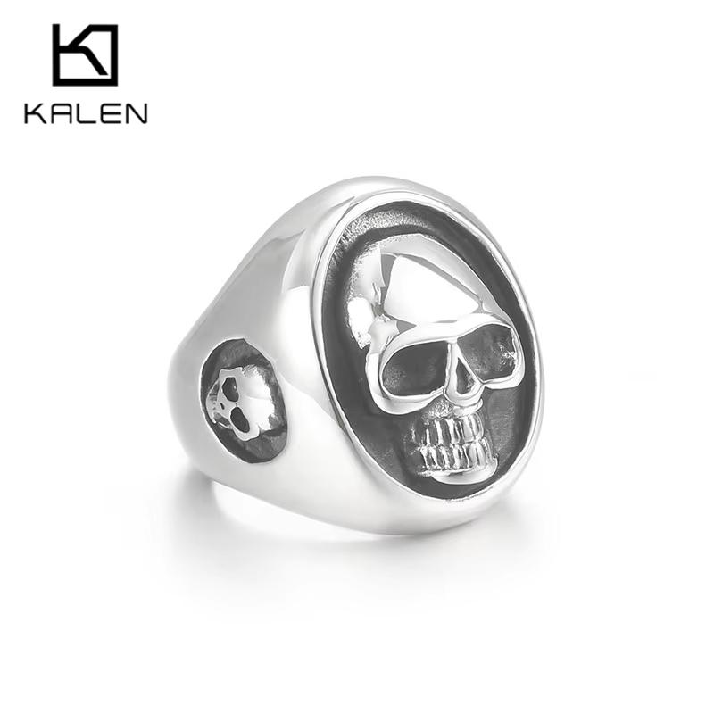 Dicke Schädel Edelstahlringe für Männer Retro Literaturring Punk Halloween Geschenk Zubehör Klobige Anillos Party Schmuck