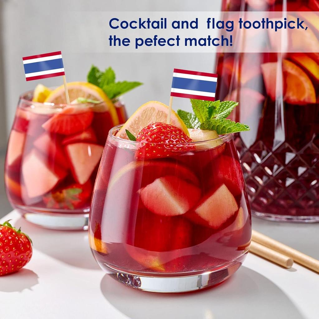 Thailand Toothpick Flags Picks, 100 Pcs Small Tiny Croatia Cupcake Toppers Stick Flags Double-sided for World Cup, National Day