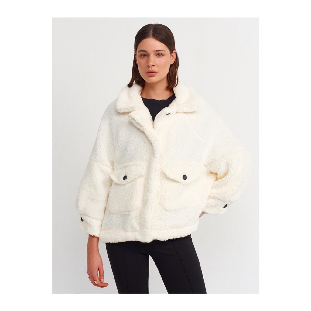 6821 Palton de pluș-bej închis