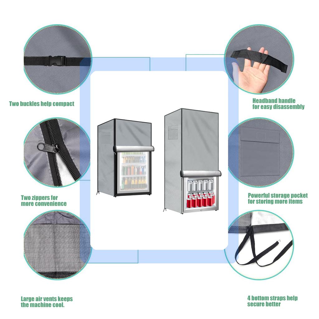 Universal Outdoor Refrigerator Cover Dustproof Freezer Covers for Protecting Upright Freezers/Beverage Refrigerator