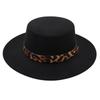 Leopard Print Jazz Hat Stage Performance Top Hat French Woolen Hat Hepburn Style Flat Top Retro Style Felt Hat