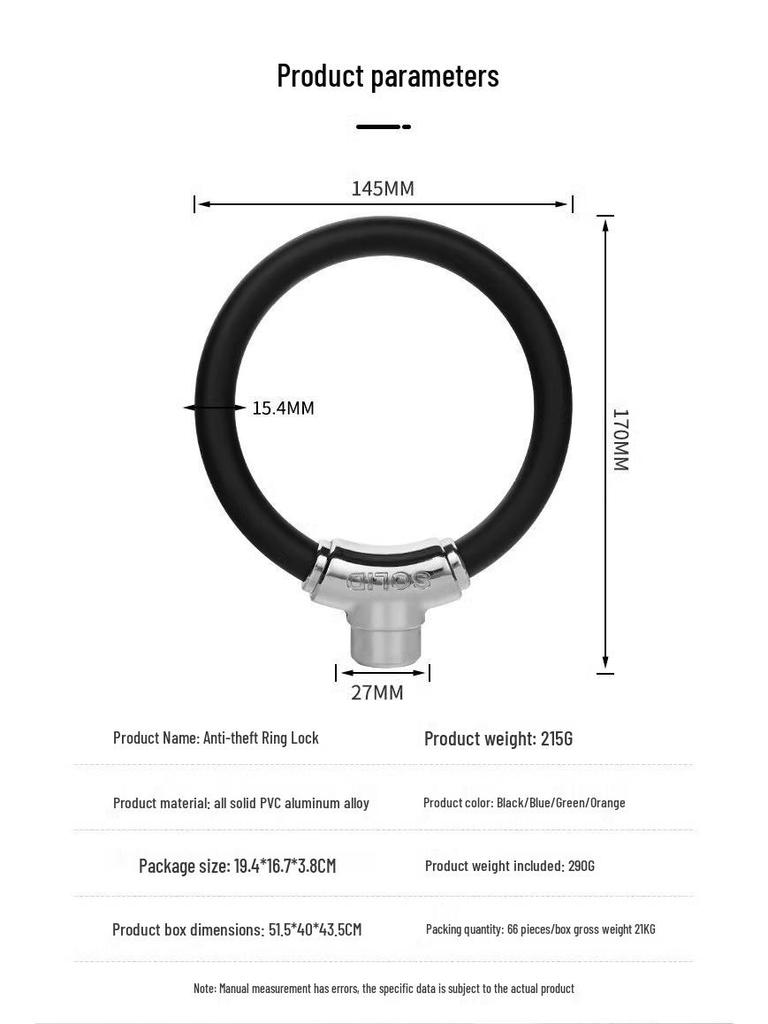 Bike Anti-Theft Ring Lock - Compact, Steel Cable for Mountain, Road & E-Bikes