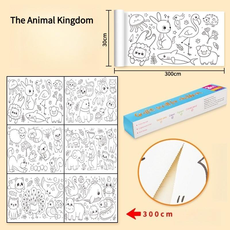 1VOLUME  huge graffiti painting paper creative hand-colored canvas can be attached to the wall without dirty wall children's graffiti painting roll