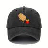 Adjustable Vintage French Fries Print Baseball Cap Lightweight Washed Polyester Sun Protection Stretch Fit for All Seasons