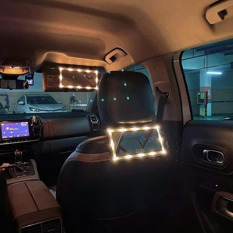 Rechargeable Makeup Mirror with Dimmable Touch 60 LEDs 3 Light Modes for Car Sun Visors Interior Accessory Quick Install