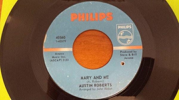 7-дюймовая пластинка AUSTIN ROBERTS - Mary And Me 40560 PHILIPS 1968 США Рок Б/у