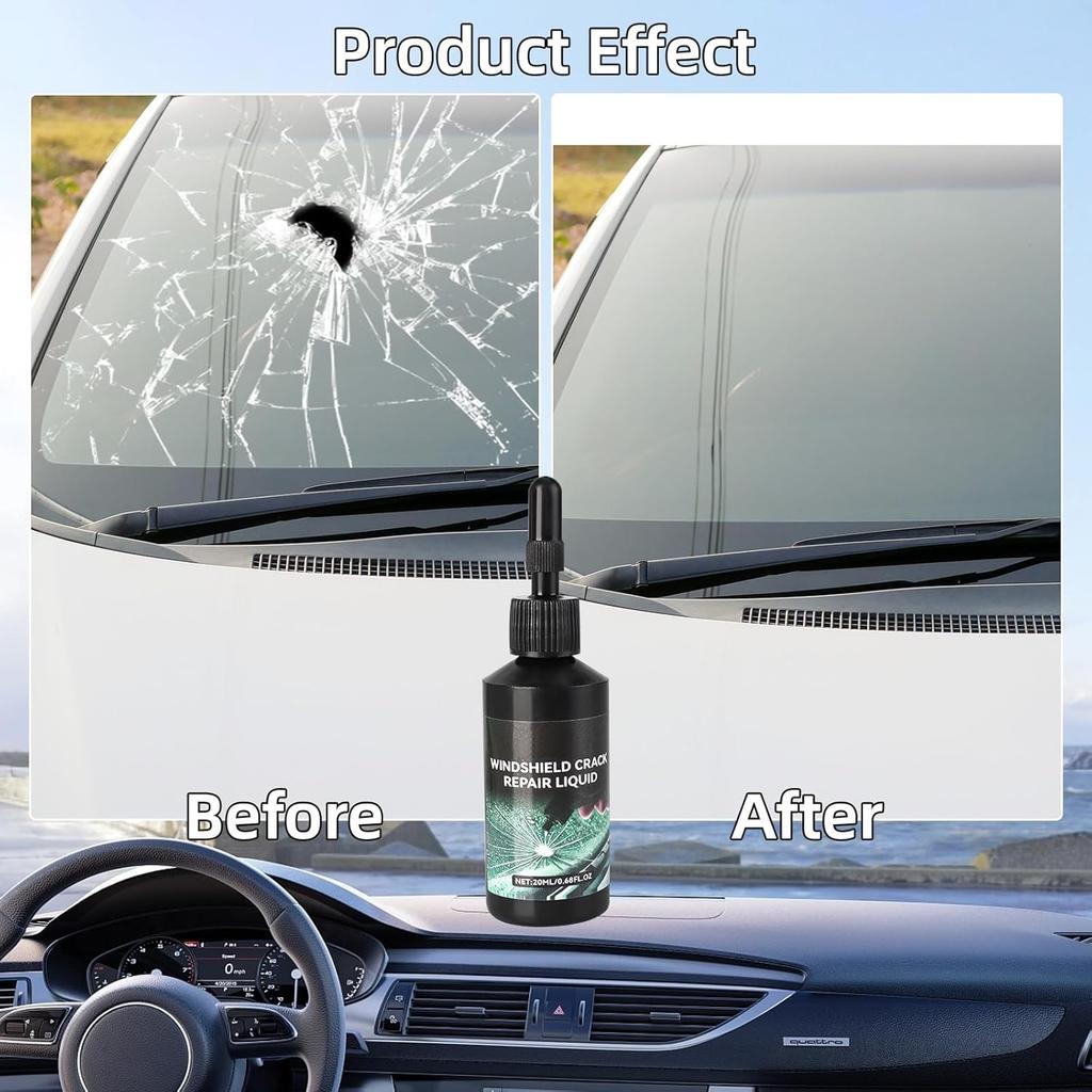 2 PCS Windshield Crack Repair Kit, Universal Cracks Gone Glass Repair Kit With Glass Crack Repair Fluid For Window & Windshield Chips & Cracks