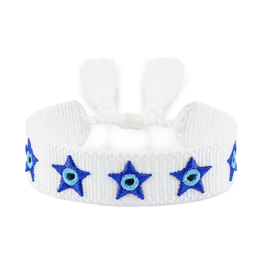 Embroidered Woven Charm Bracelets Adjustable Rope Blue Eyes Bracelet  Fabric Bracelets