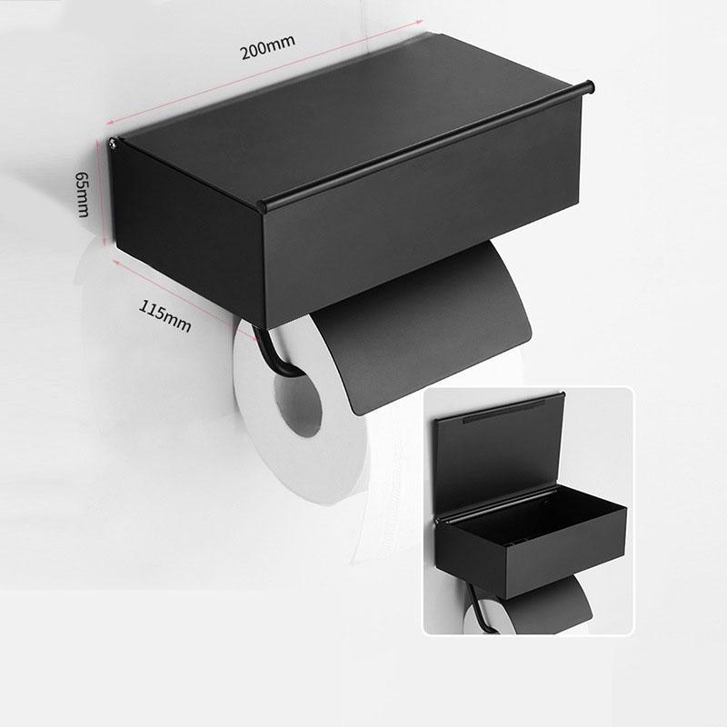 Gun Gray 304 Stainless Steel Bathroom Paper Roll Holder Wall-mounted Toilet Tissue Box Paper Towel Rack Bathroom Accessories