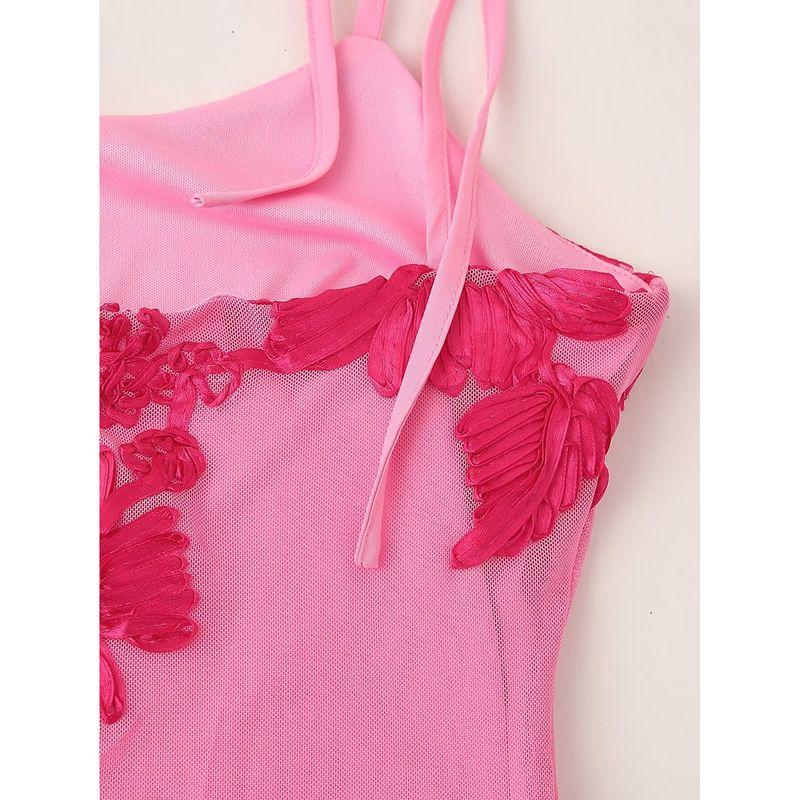 Kaslead New Arrival Women's Clothing Fashion Style Fashion Simple and Thin Three-Dimensional Plate Flower Camisole Dress