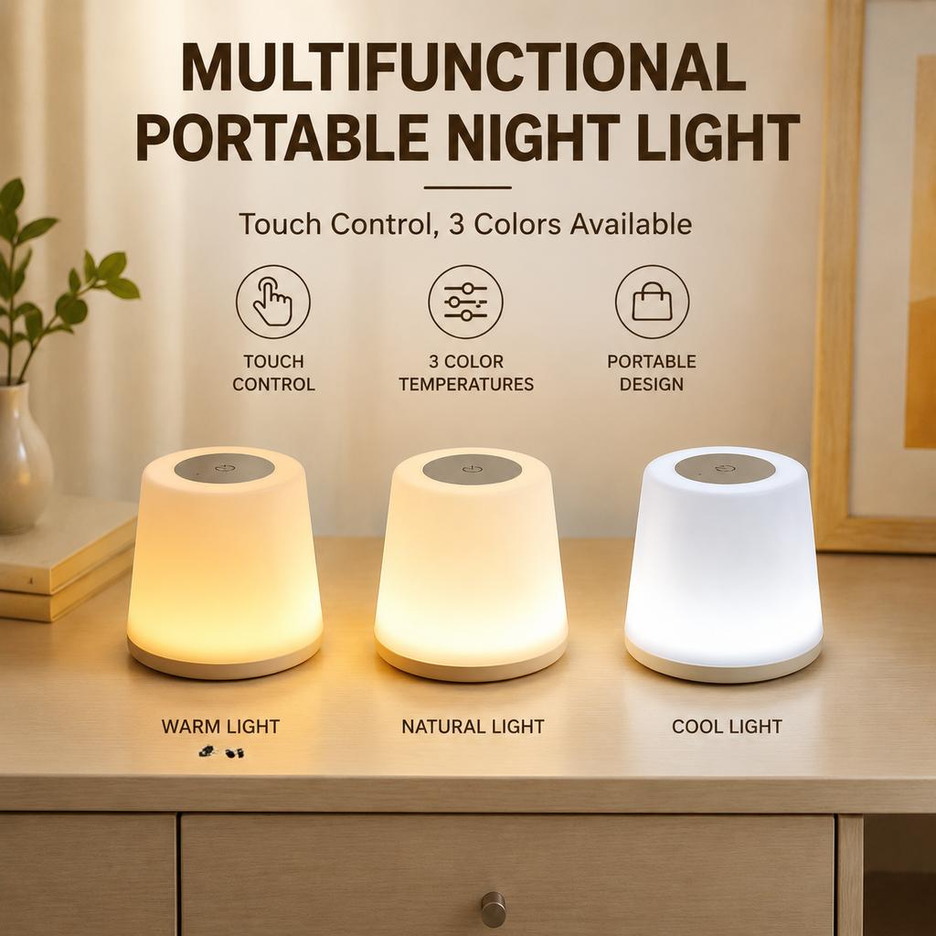 Xiaomi Modern Cordless Table Lamp, Touch Control 3 Color Ambient Lamp, Portable Desk Lamp for Home Decoration