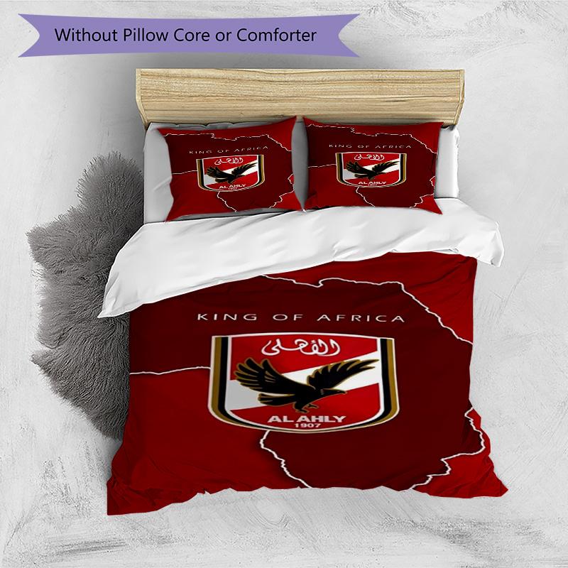 Ahly Football Club Printed Pattern Duvet Cover Set – Includes 1 Duvet Cover and 2 Matching Pillowcases Bedroom Decor Christmas Gifts