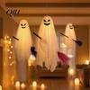 Seasonal Fabric Ghost Decor Halloween Lighted Hanging with Broom Decor, Flying Broomstick Ornaments Remote Spooky Haunted House Supplies Control