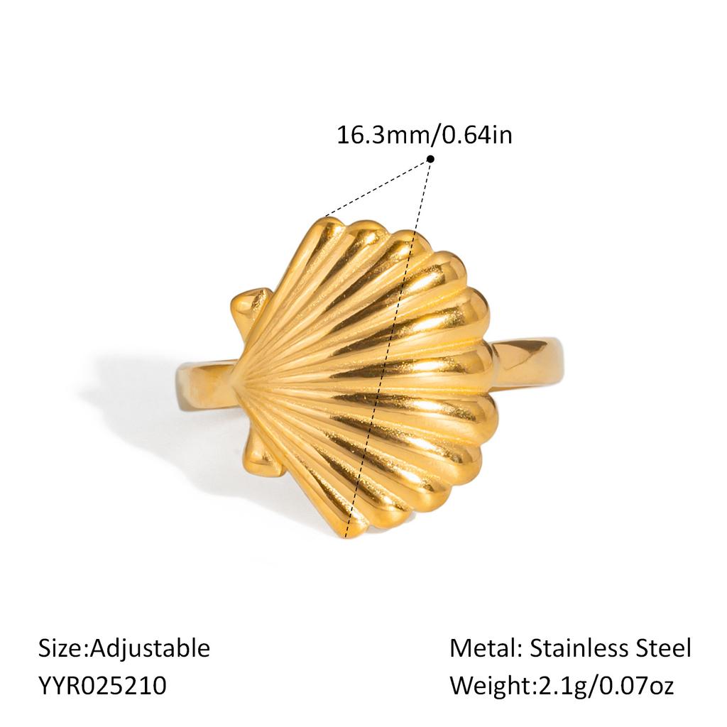2025 Summer Ocean Rings For Women Gold Color Stainless Steel Shell Starfish Charm Figure Accessory