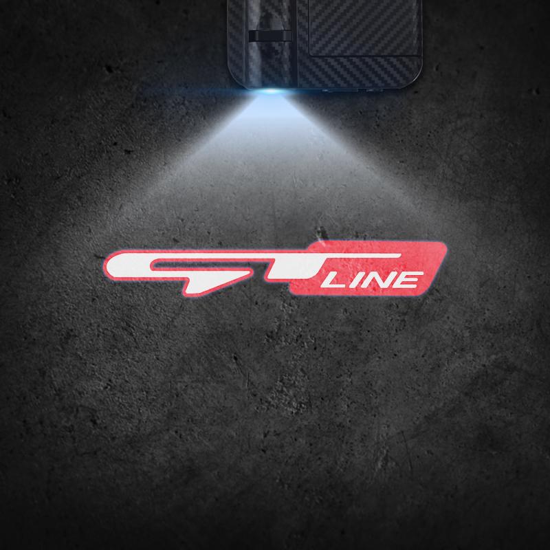 For Hyundai Peugeot GT Line Emblem Sportage R Ceed Sorento Car Door Light Welcome Lamp Wireless Laser Projector Auto Decoration
