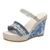 Fashion New Summer Fashion Wedge Heel Sandals Woman Bohemian Crystal Strap Platform Sandals for Women Thick Sole Non Slip Beach Slippers