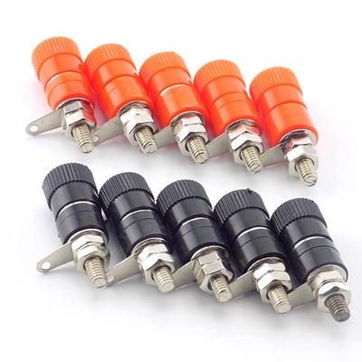 50pcs 4mm Banana Plugs Connector Jack Plug Socket Nickel Plated Binding Post Nut Red Black DIY Banana Adapter Plug