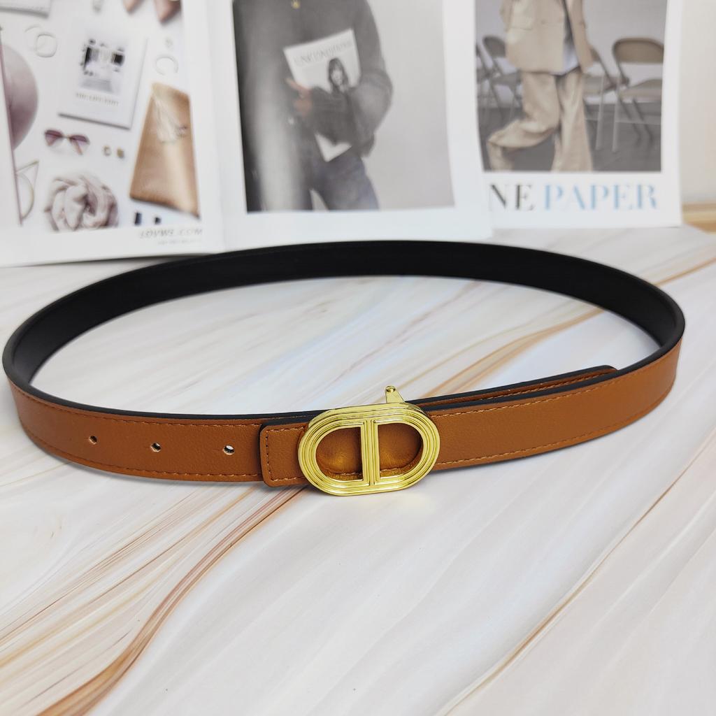 H Home Belt Women'S Decorative Belt Women'S Cowhide Simple Oval Casual Business Suit Jeans With Women