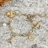 Hegaze 1pc Vintage Faux Pearl Geometric Decor Pendant Bracelet