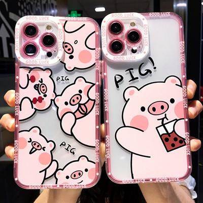 Soft Cute Pig Cartoon Phone Case For Iphone 11 12 13 14 Pro Max Xs X Xr 7 8 Plus Se 2020 Bumper Silicone Cases Cover