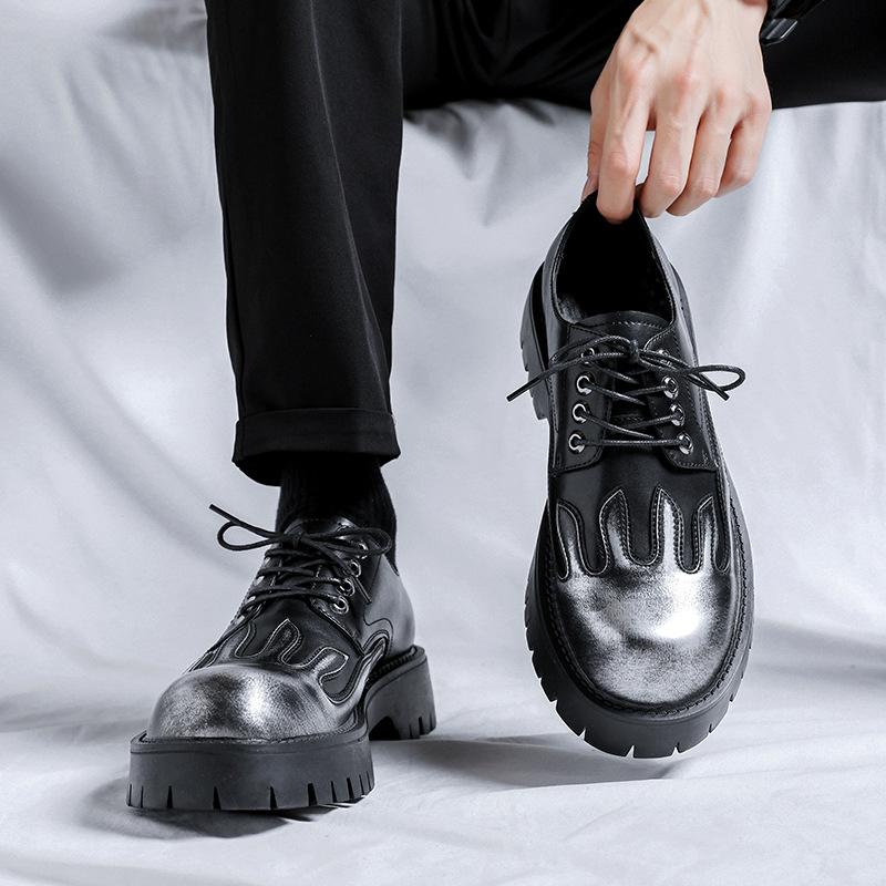 Height-increasing men's shoes big head and thick sole 2025 new British dress trend men's leather shoes 2025 direct sales 9520-R
