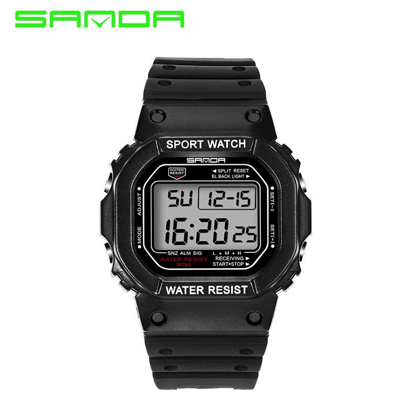 Sanda Multifunctional Waterproof Luminous Square Sport Watch - Fashionable Student Wristwatch