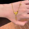 Nickel Silver Plated Gold Butterfly Tassel Necklace - Chinese Style, Retro Fairy Design for Women