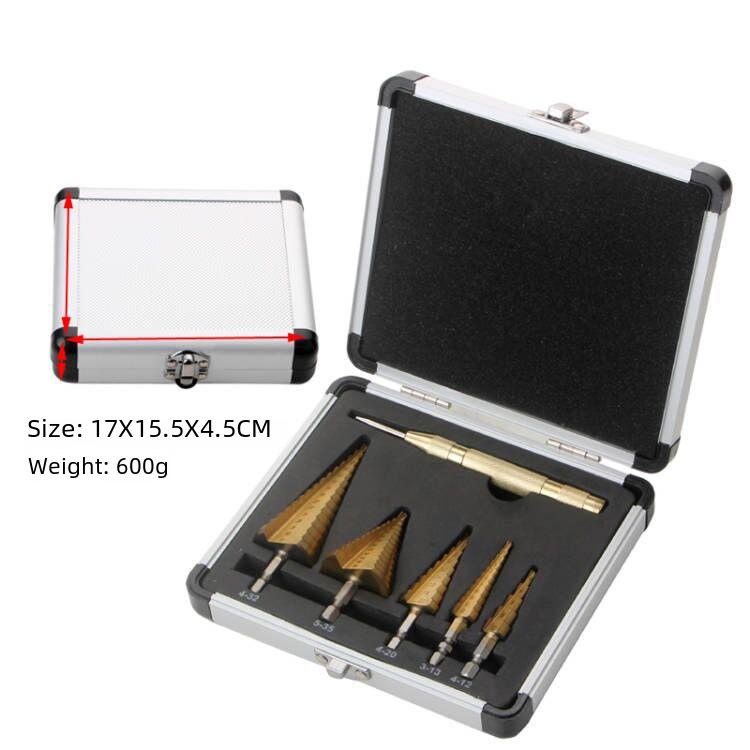 6-Piece Titanium-Plated Metric Pagoda Step Drill Bit Set with Hex Shank