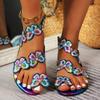 Damen dekorative flache Schmetterlingssandalen, lässige Sommerschuhe mit runder Spitze, leichte Einschlupfsandalen