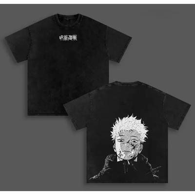 Itadori Yuji Jujutsu Kaisen Anime T-shirt Hip Hop Y2k Washed T Shirt Summer Short Sleeve Cotton Soft Tees Tops Men's Clothing