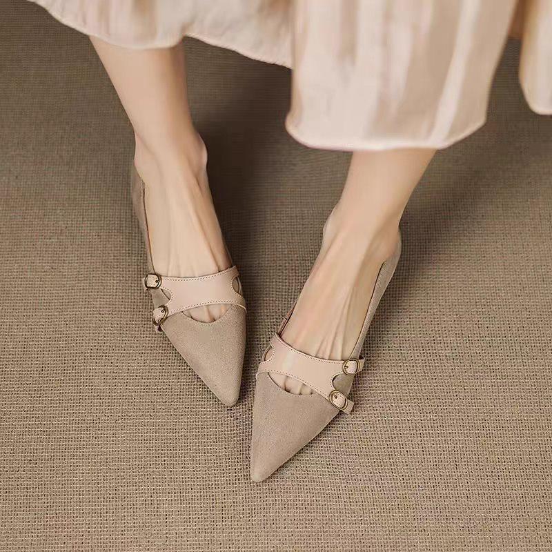 French Shallow Mouth Single Shoes Retro Sense Design Inner Height Increase New Fashion Autumn Pointed Head One Pedal Casual Shoes Women